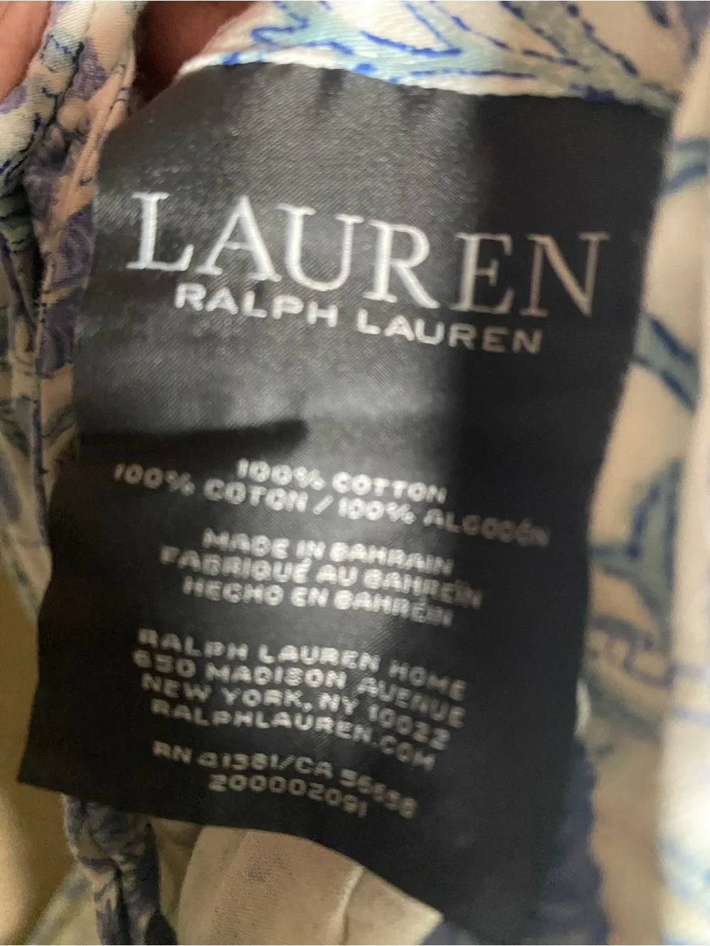 Lauren Ralph Lauren Callen Floral Blue Cream Botanical King 106x88 Duvet Cover